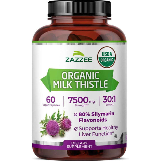 Zazzee Milk Thistle Liver Support Detox Formula Capsules
