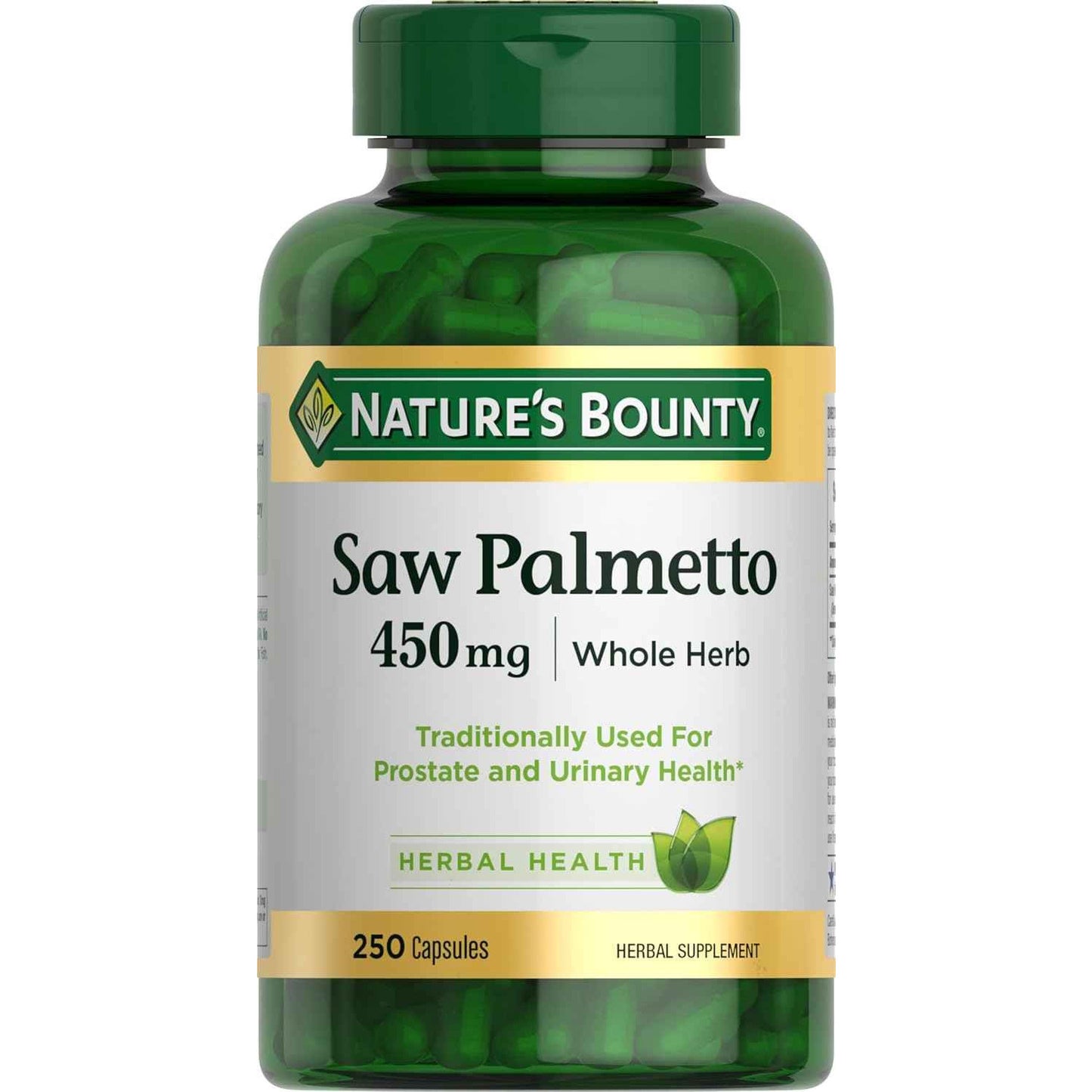 Nature's Bounty Saw Palmetto 450mg for Prostate and Urinary Health 250 Capsules