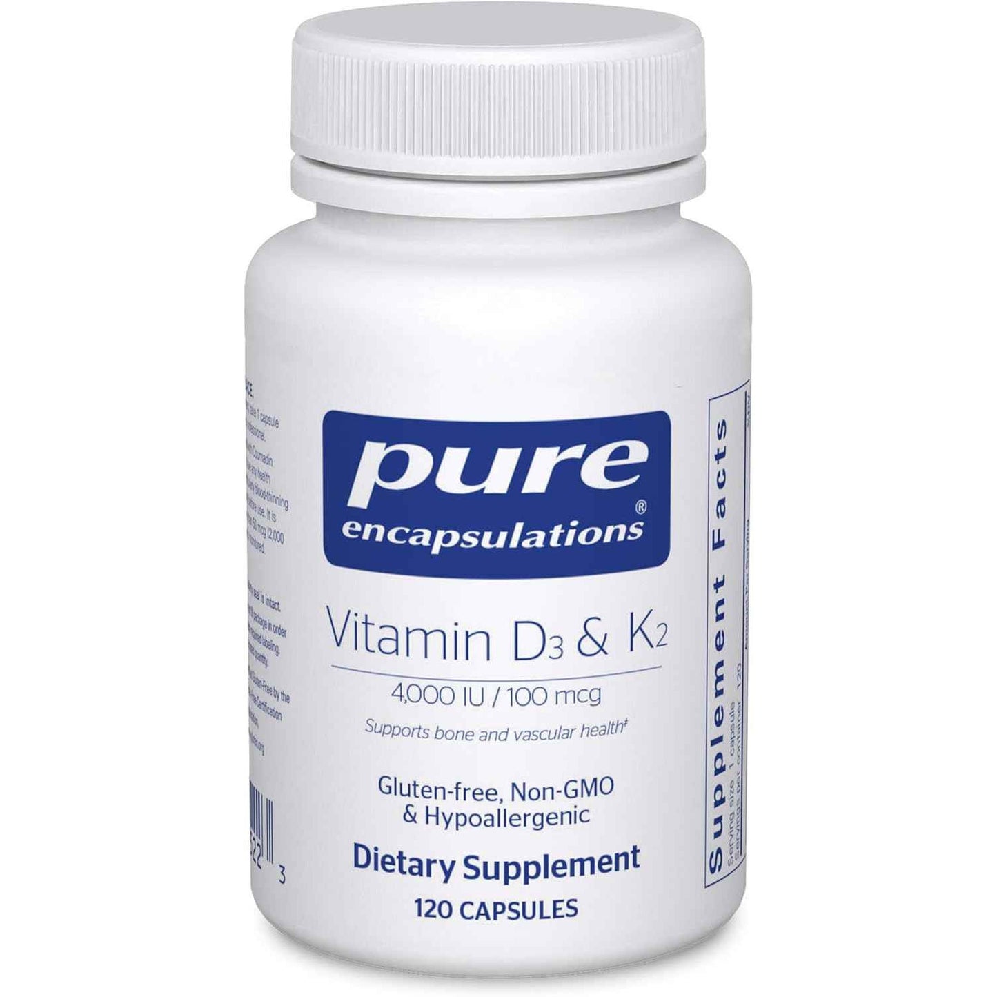 Pure Encapsulations Vitamin D3 & K2 Bone & Vascular Support Supplement 120 Capsules