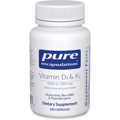 Pure Encapsulations Vitamin D3 & K2 Bone & Vascular Support Supplement 120 Capsules