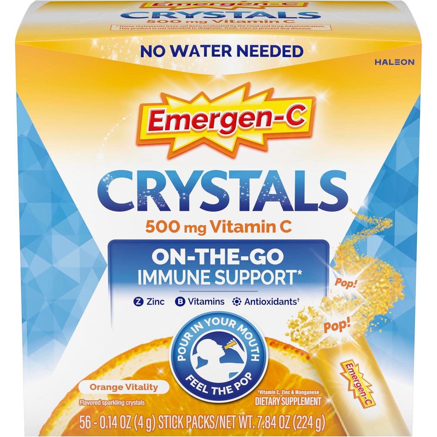 Emergen-C Vitamin C 500 mg Immune Support Crystals Packets