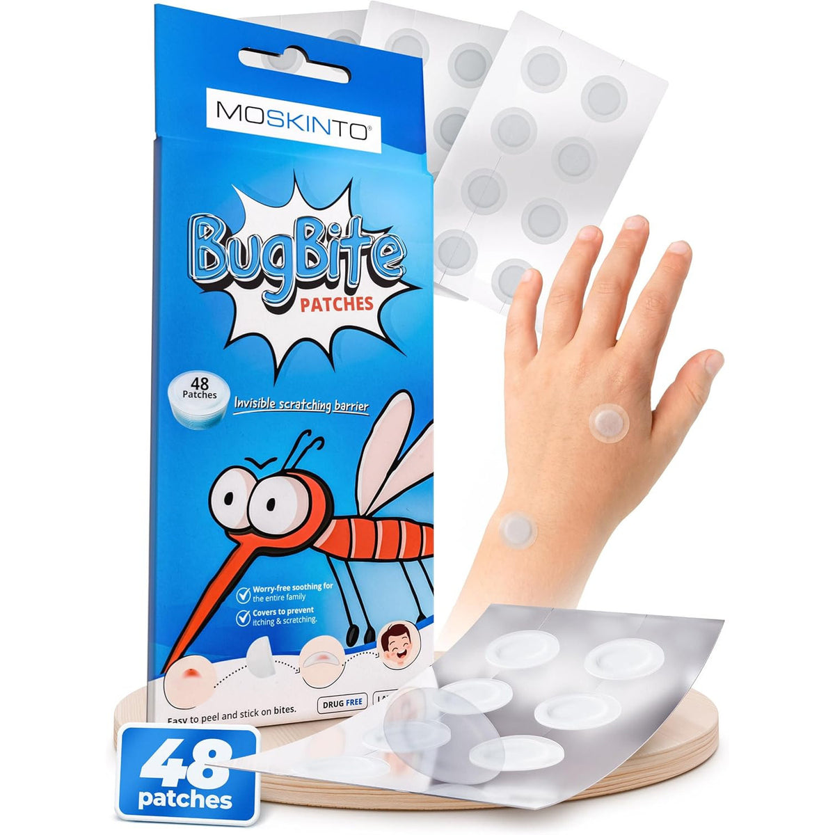 Moskinto Bug Bite Itch Relief Hydrocolloid Patches 48 Count