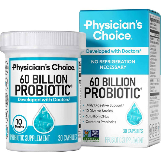 Physician's CHOICE Probiotic Supplement 60 Billion CFU Organic Prebiotics 30ct