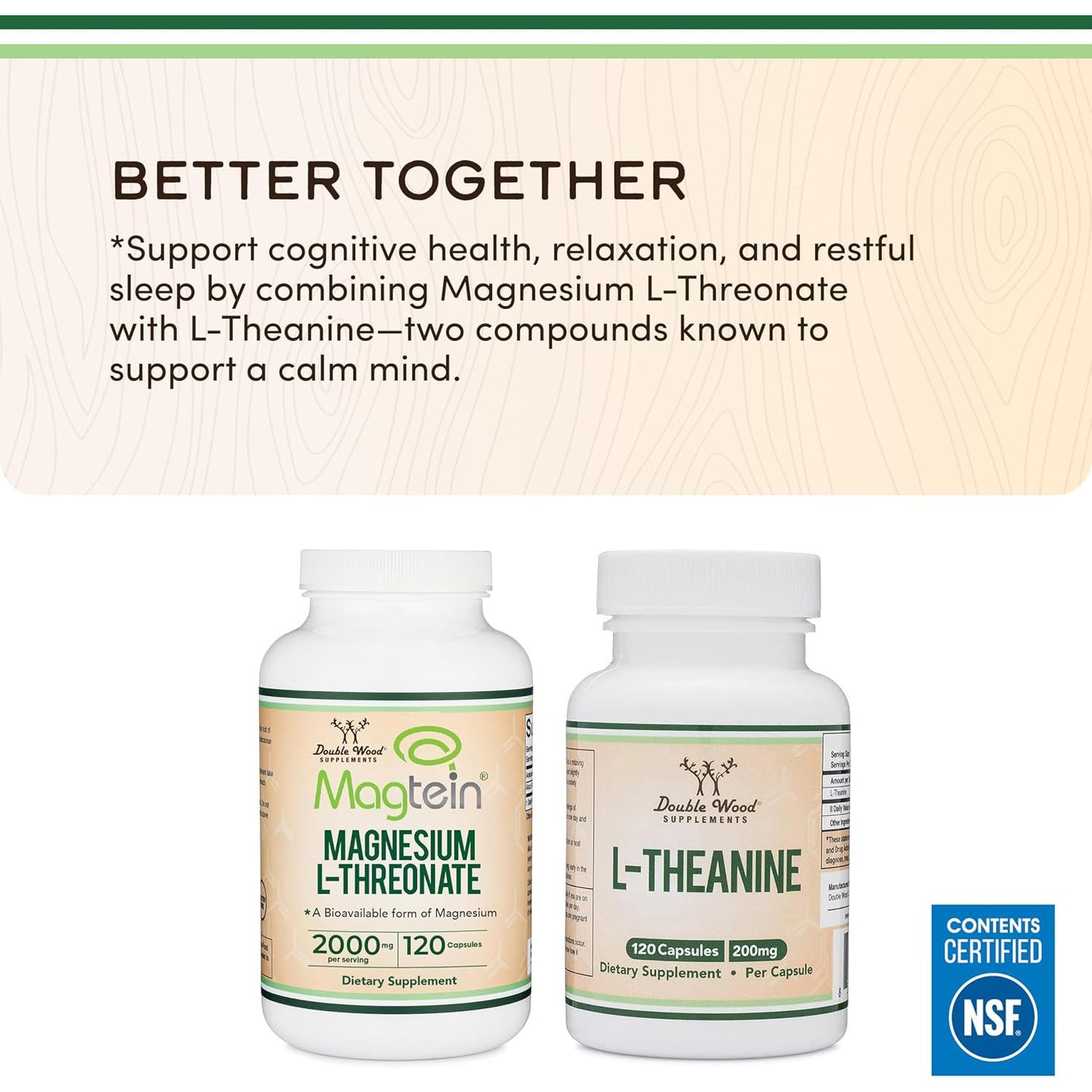 Double Wood Supplements Magnesium L-Threonate Capsules 2,000mg for Cognitive Support