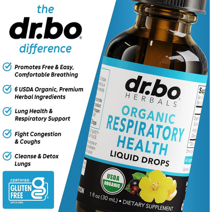 DR. BO Organic Mullein Drops Lung Detox Respiratory Support Liquid
