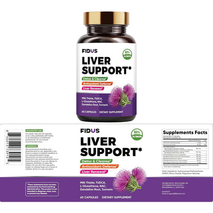 Fidus Milk Thistle Liver Support Detox Cleanse Formula Capsules