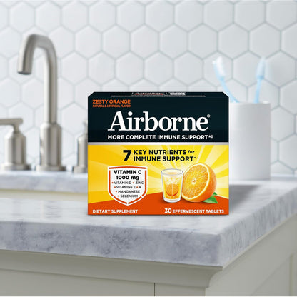 Airborne Immune Support Effervescent Tablets Zesty Orange 30 Count