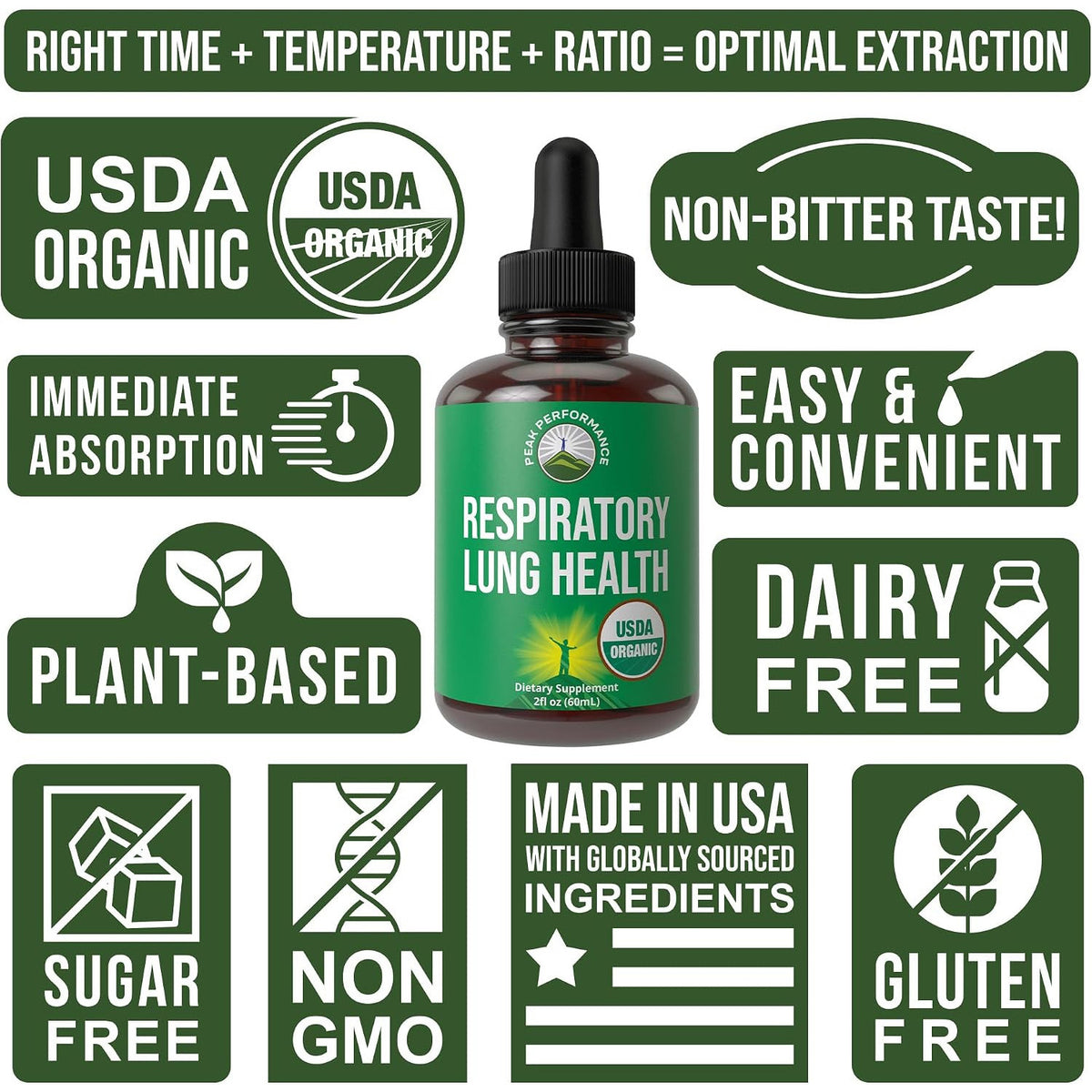 Peak Performance Organic Lung Detox Respiratory Support Liquid Drops