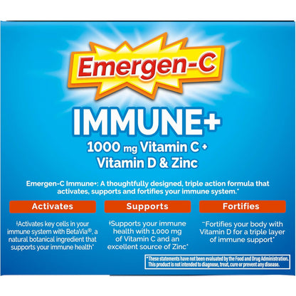 Emergen-C Immune+ Triple Action Immune Support Dietary Supplement Powder Packets