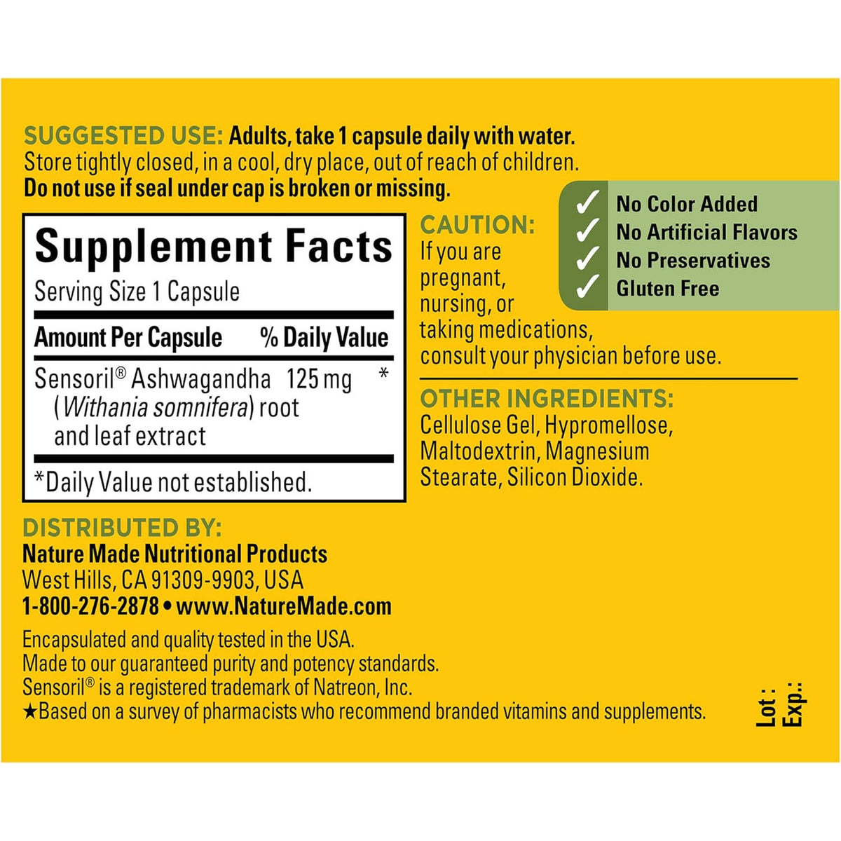 Nature Made Sensoril Ashwagandha Stress Mood Support Capsules