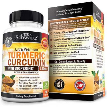 BioSchwartz Turmeric Curcumin with Black Pepper Extract 1500mg 90 Capsules