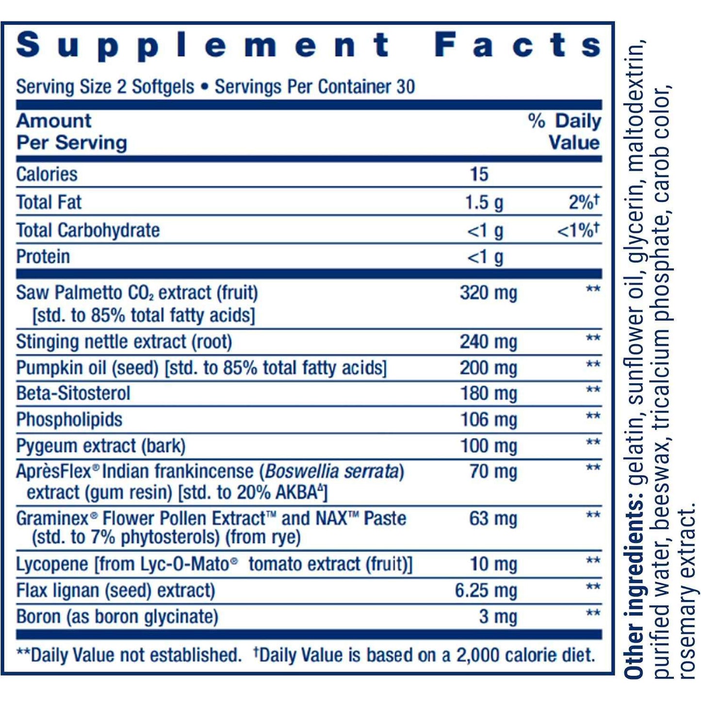Life Extension Ultra Prostate Formula Saw Palmetto Supplement 60 Count
