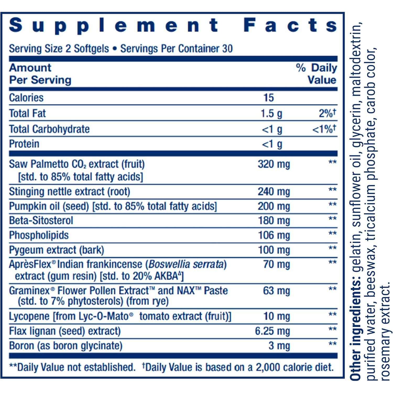 Life Extension Ultra Prostate Formula Saw Palmetto Supplement 60 Count