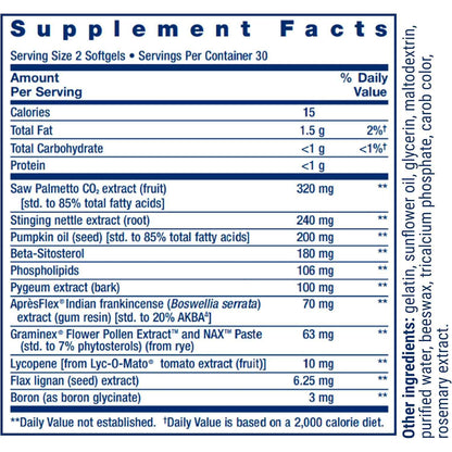 Life Extension Ultra Prostate Formula Saw Palmetto Supplement 60 Count