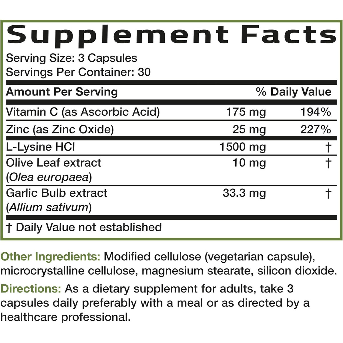 Bronson L-Lysine Defense Immune Support Complex Capsules
