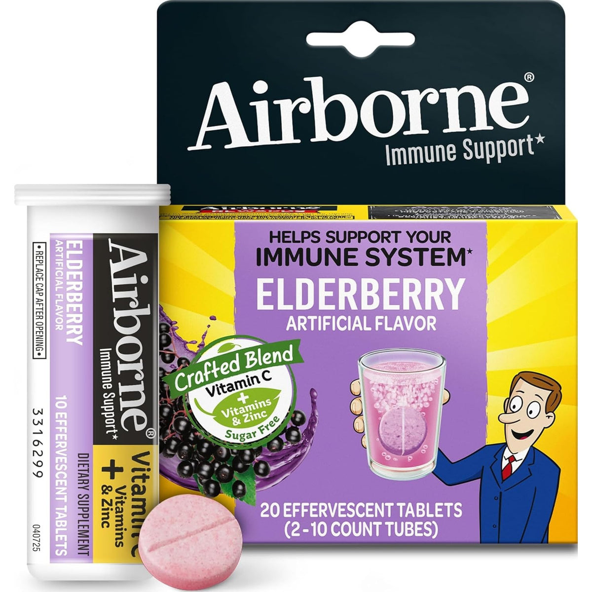 Airborne Immune Support Effervescent Tablets Zesty Orange 30 Count