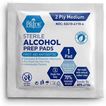 MED PRIDE Sterile Alcohol Prep Pads Medical Grade 2-Ply 100 Count