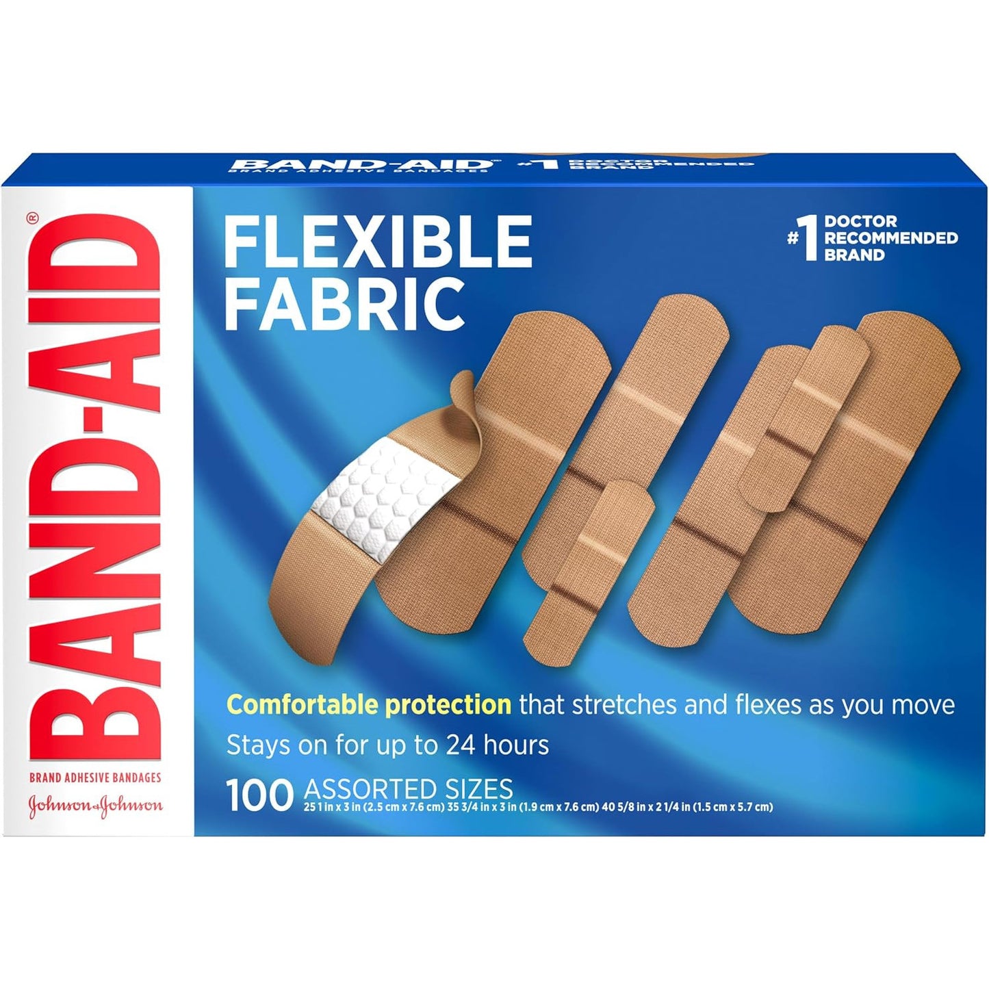 BAND-AID Flexible Fabric Adhesive Bandages All One Size 100 Count