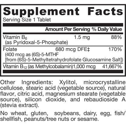 Jarrow Formulas Methyl B-12 & Methyl Folate Dietary Supplement Chewable Tablets