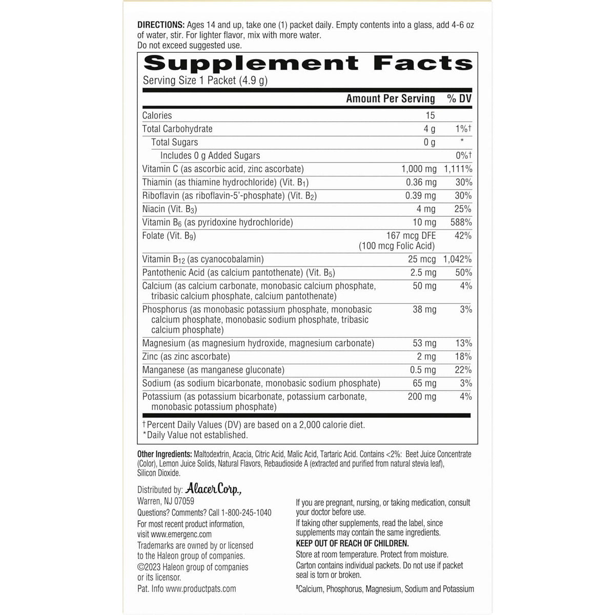 Emergen-C Vitamin C 1000 mg Immune Support Dietary Supplement Packets