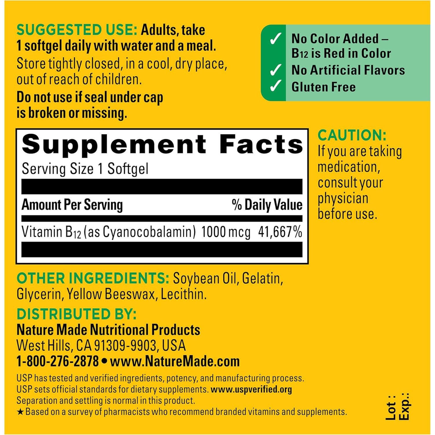 Nature Made Vitamin B12 1000 mcg Supplement Softgels