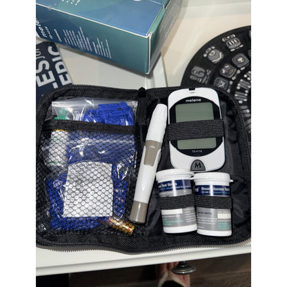 Metene TD-4116 Blood Glucose Monitor Kit 100 Strips No Coding 100 Lancets Lancing Device