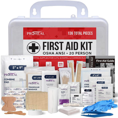 ProHeal OSHA Compliant First Aid Kit Type III ANSI Class A 111 Pieces Latex Free Wall Mountable for Car Home Office Truck Construction 10 Person