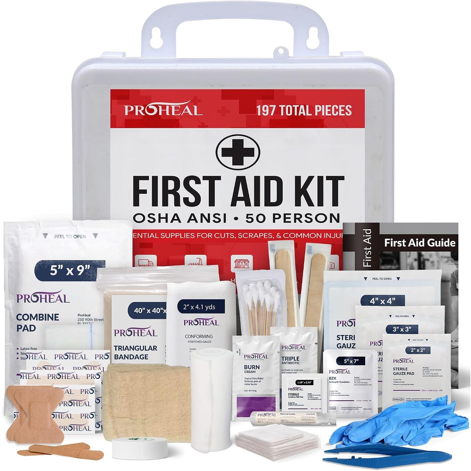 ProHeal OSHA Compliant First Aid Kit Type III ANSI Class A 111 Pieces Latex Free Wall Mountable for Car Home Office Truck Construction 10 Person