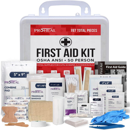 ProHeal OSHA Compliant First Aid Kit Type III ANSI Class A 111 Pieces Latex Free Wall Mountable for Car Home Office Truck Construction 10 Person