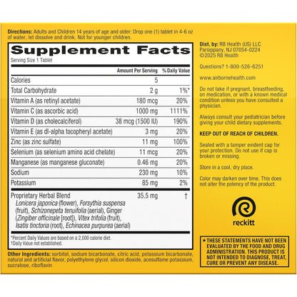 Airborne Immune Support Effervescent Tablets Zesty Orange 30 Count