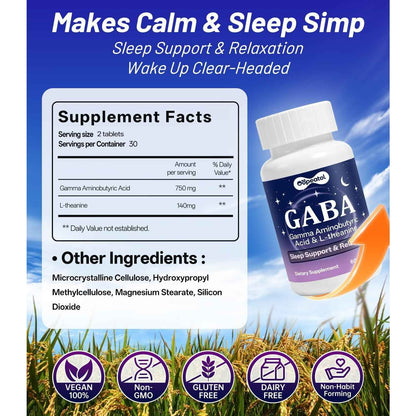 Oopeatol GABA L-Theanine Stress Sleep Mood Support Tablets 60 Count