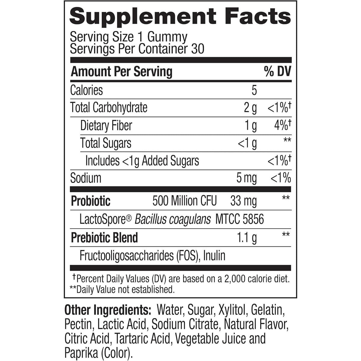 OLLY Probiotic Prebiotic Dietary Supplement Gummies