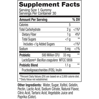 OLLY Probiotic Prebiotic Dietary Supplement Gummies
