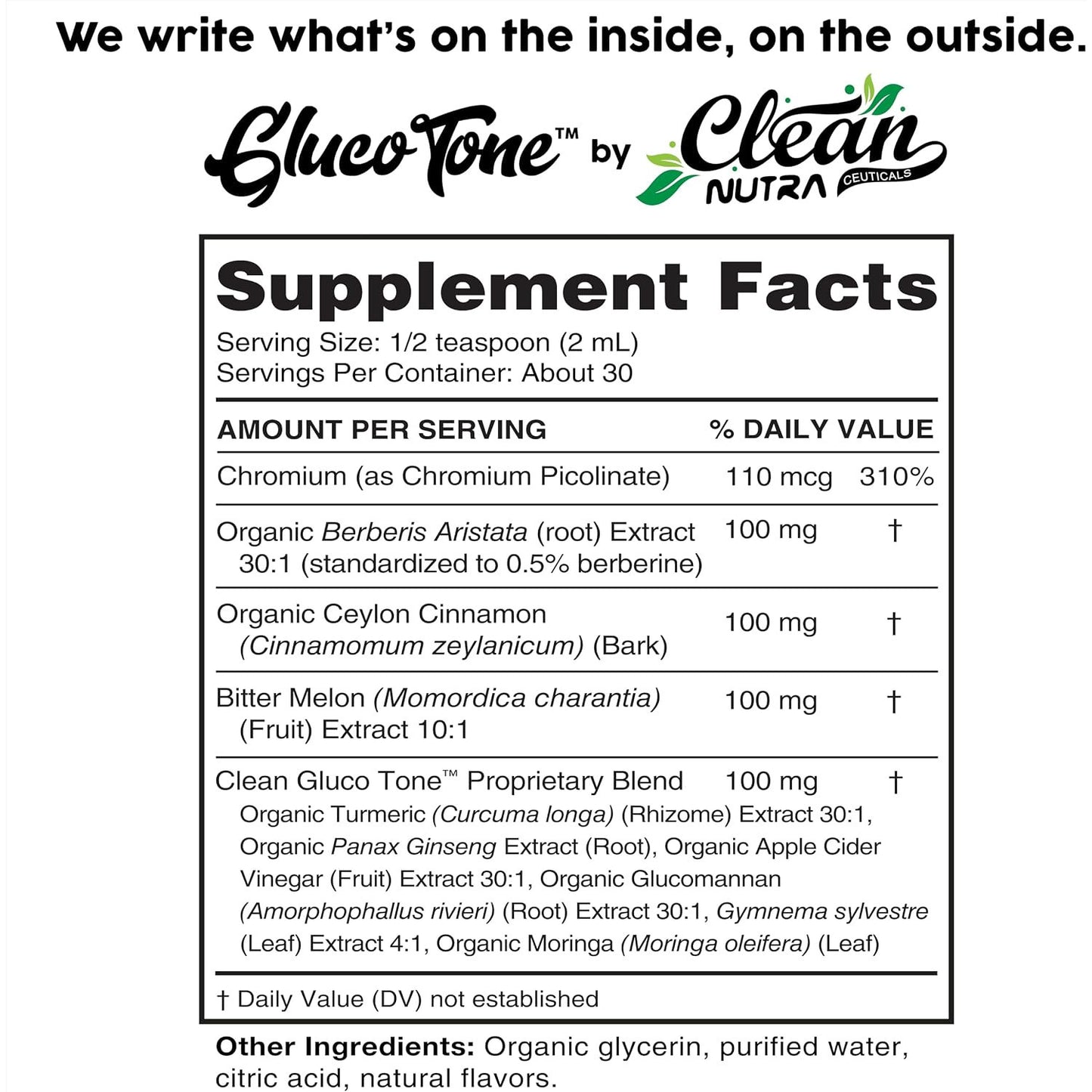 Clean Nutra Berberine with Ceylon Cinnamon Supplement Liquid Drops 2 fl oz