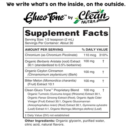 Clean Nutra Berberine with Ceylon Cinnamon Supplement Liquid Drops 2 fl oz