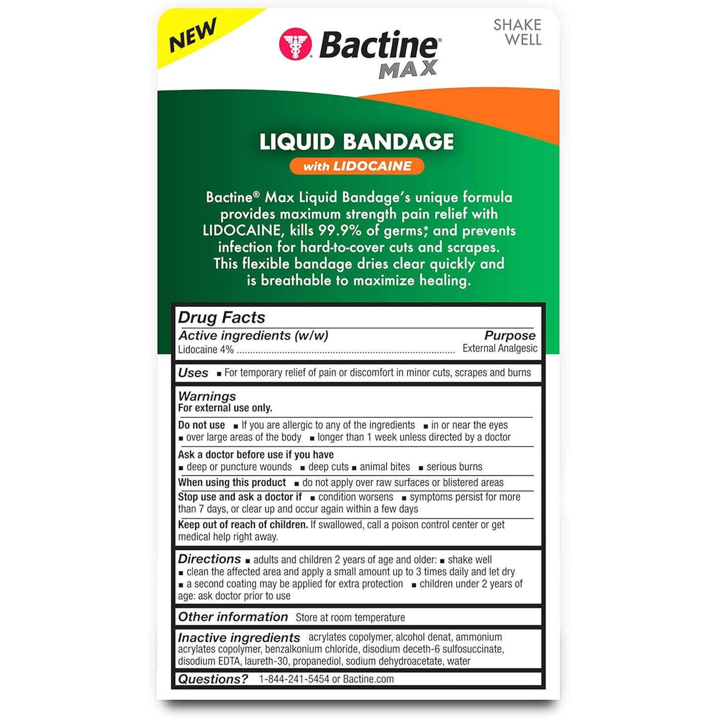 Bactine MAX Liquid Bandage Wound Cleaning Solution with Lidocaine 0.30 fl oz