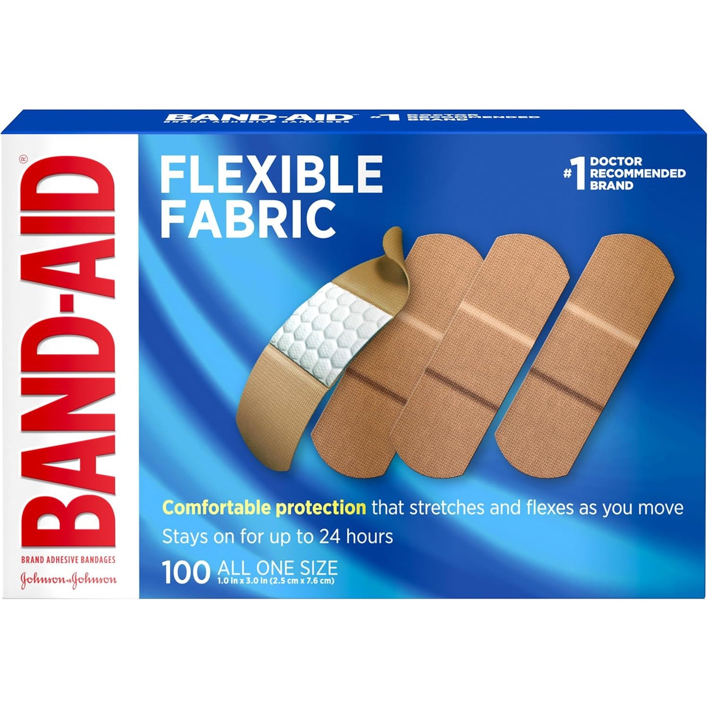 BAND-AID Flexible Fabric Adhesive Bandages All One Size 100 Count