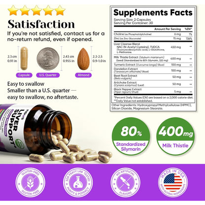 Fidus Milk Thistle Liver Support Detox Cleanse Formula Capsules