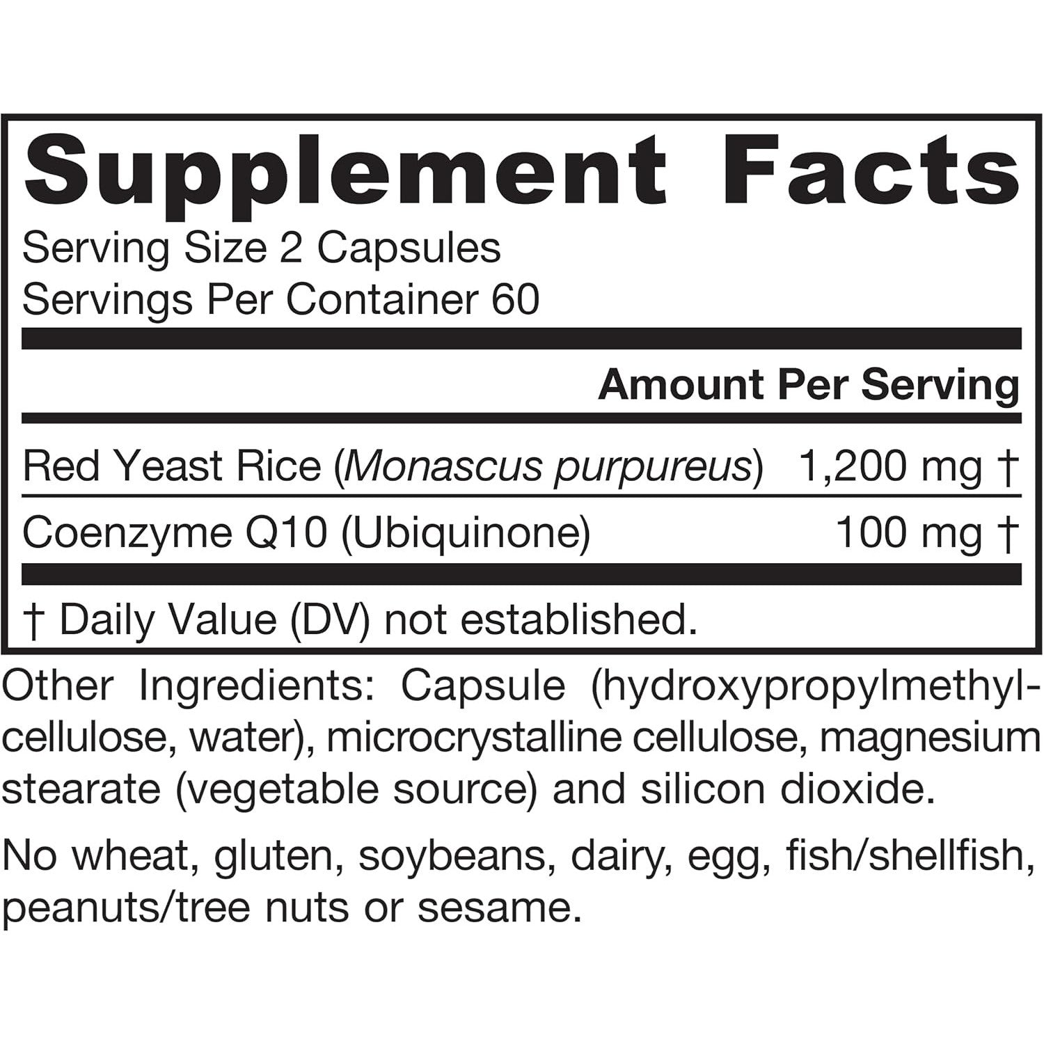 Jarrow Formulas Red Yeast Rice with CoQ10 Dietary Supplement Capsules