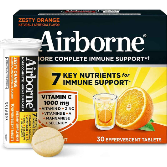 Airborne Immune Support Effervescent Tablets Zesty Orange 30 Count