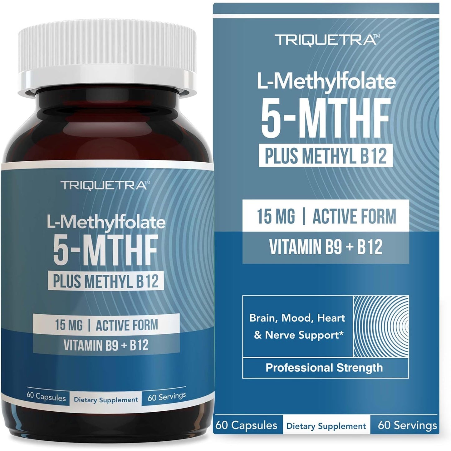 Triquetra Health L Methyl Folate 15mg Supplement Active 5-MTHF 60 Capsules