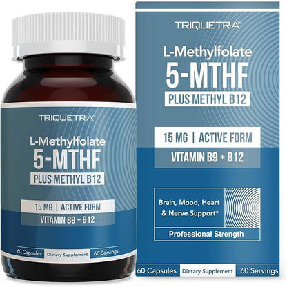 Triquetra Health L Methyl Folate 15mg Supplement Active 5-MTHF 60 Capsules