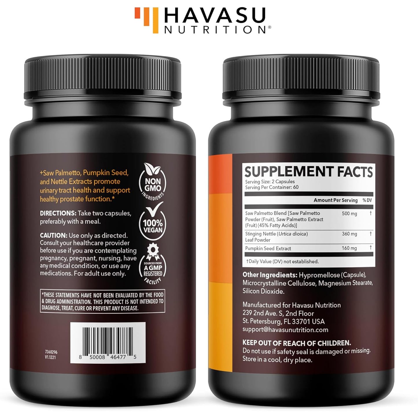 Havasu Nutrition Saw Palmetto for Men DHT Blocker Prostate Health Supplement 120 Count