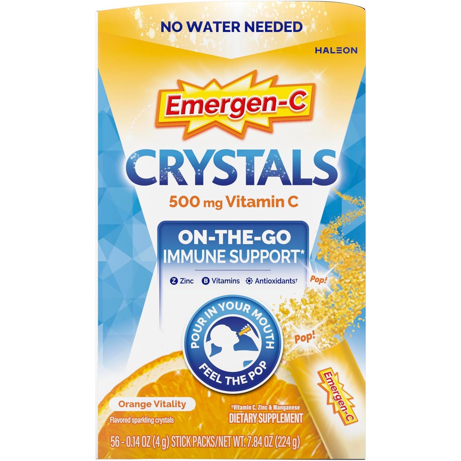 Emergen-C Vitamin C 500 mg Immune Support Crystals Packets