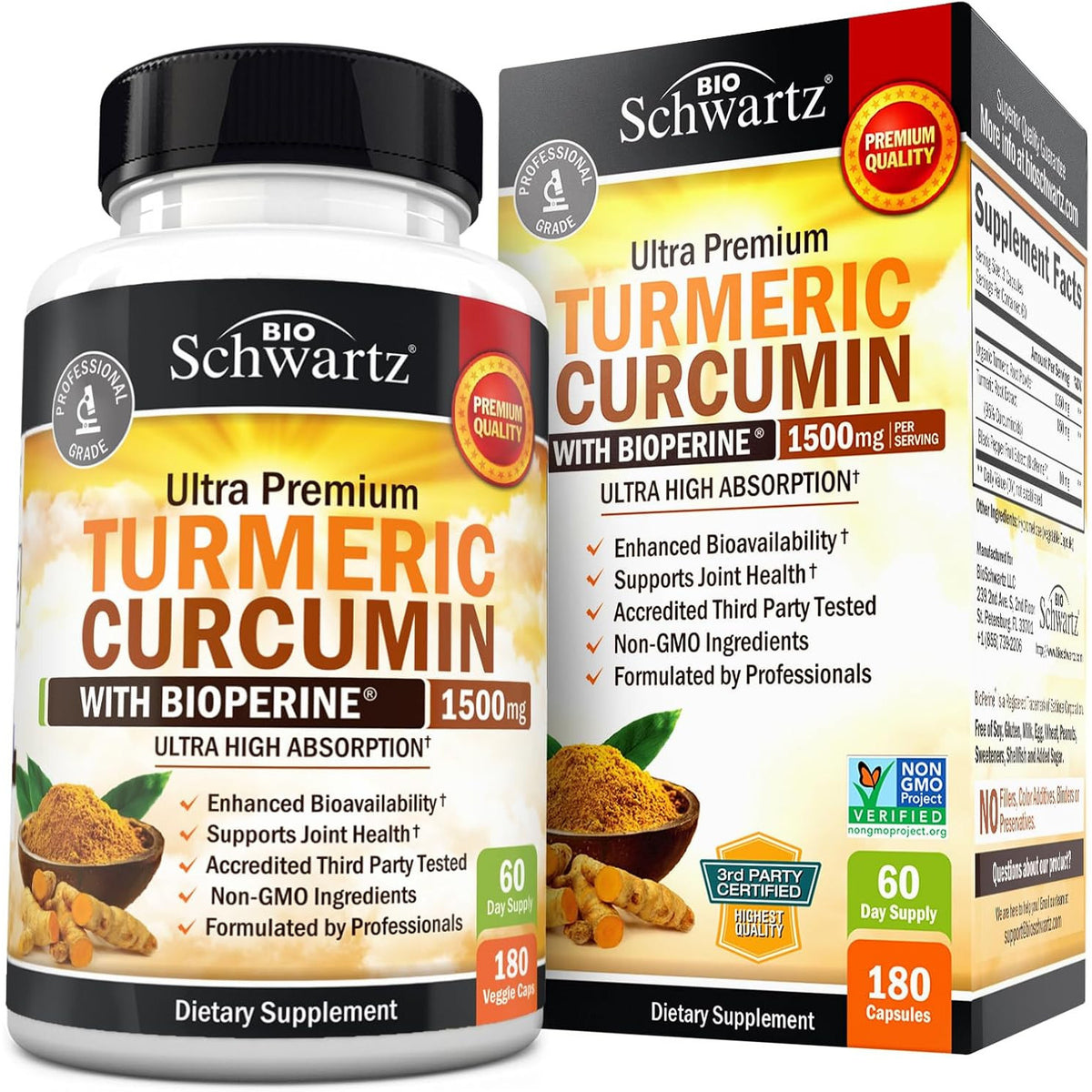 BioSchwartz Turmeric Curcumin with Black Pepper Extract 1500mg 90 Capsules