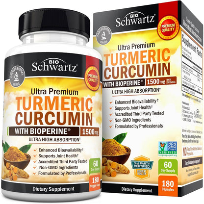 BioSchwartz Turmeric Curcumin with Black Pepper Extract 1500mg 90 Capsules