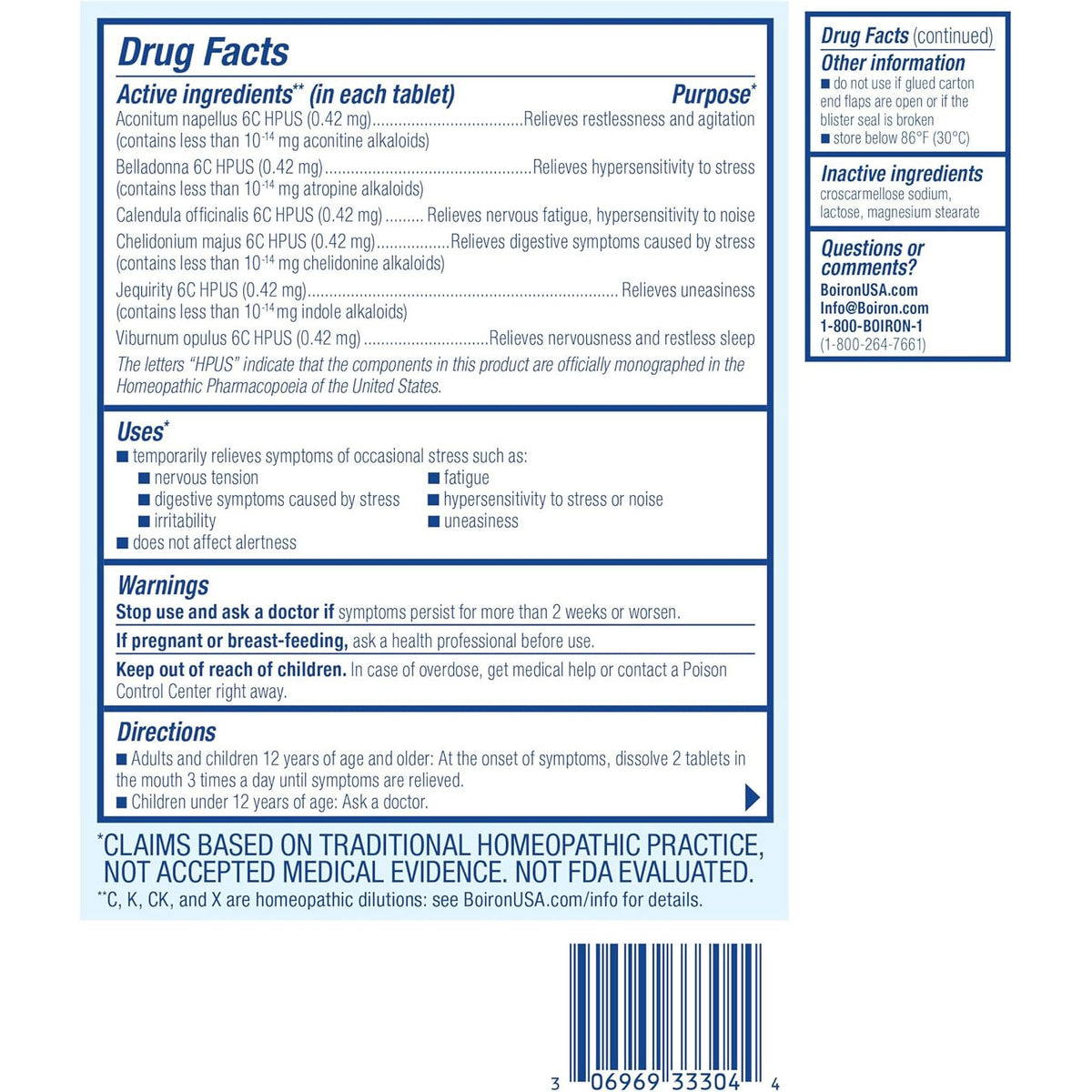 Boiron StressCalm Stress Mood Support Meltaway Tablets