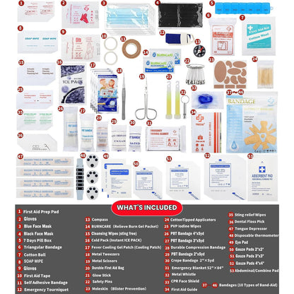 VRIEXSD 400 Pieces All-Purpose First Aid Kit Comprehensive Emergency Medical Supplies for Home Car Travel Camping Office Outdoor