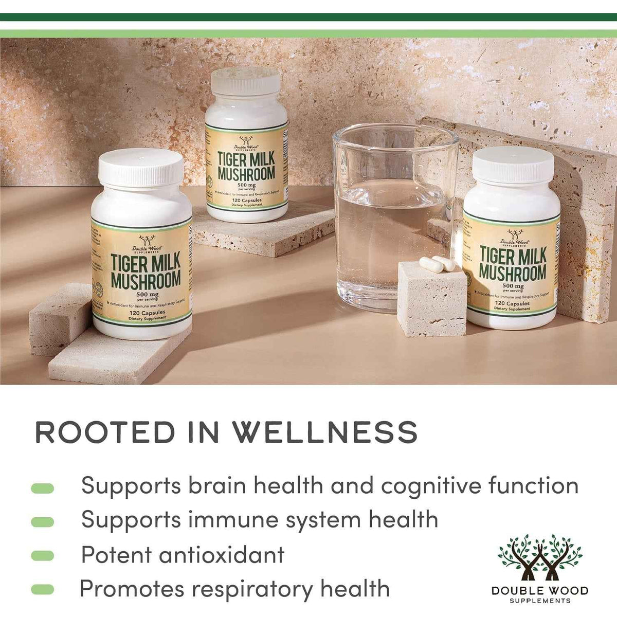 Double Wood Supplements Tiger Milk Mushroom Respiratory Support Capsules