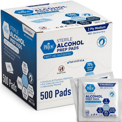 MED PRIDE Sterile Alcohol Prep Pads Medical Grade 2-Ply 100 Count